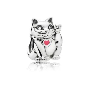 Authentic Pandora Lucky Cat Charm Pink Enamel